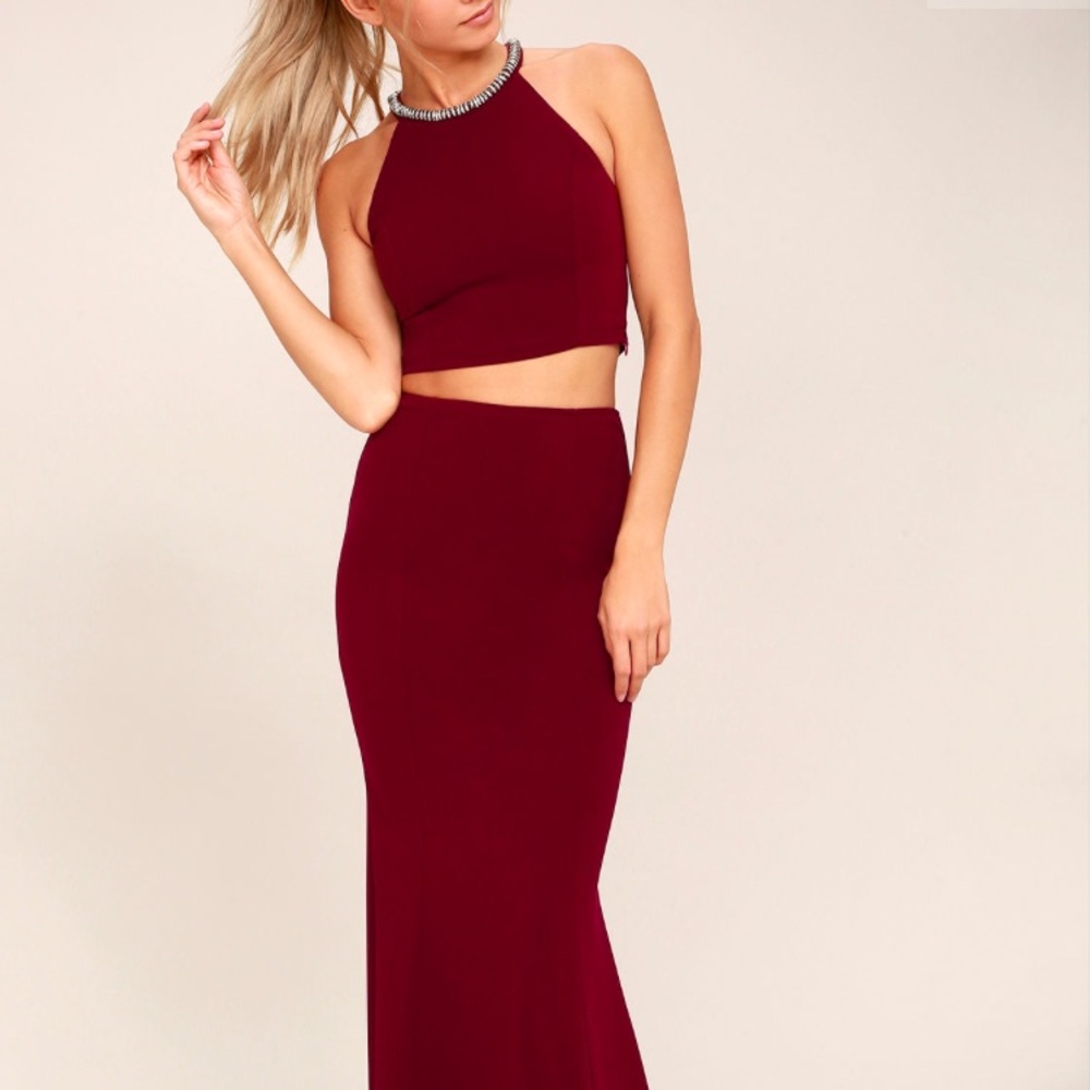 Two Piece Maroon Dress